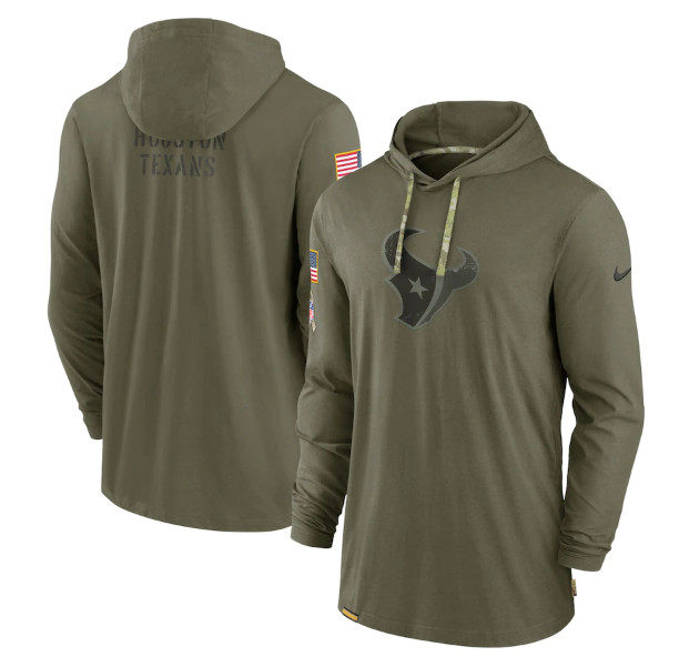 Houston Texans 2022 Olive Salute To Service Tonal Pullover Hoodie